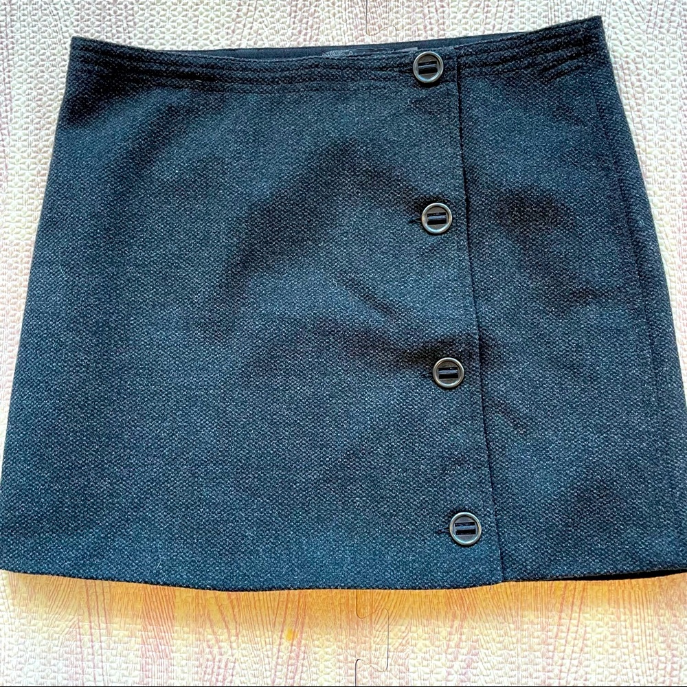 Like New PRANA Wool Blend Wrap Nicky Skirt, Charcoal Tweed, Size 4, Small